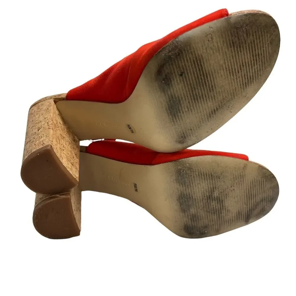 BCBGENERATION BCBG GENERATION Loriah X Bright Orange Red Block Heels Sandals 9.5